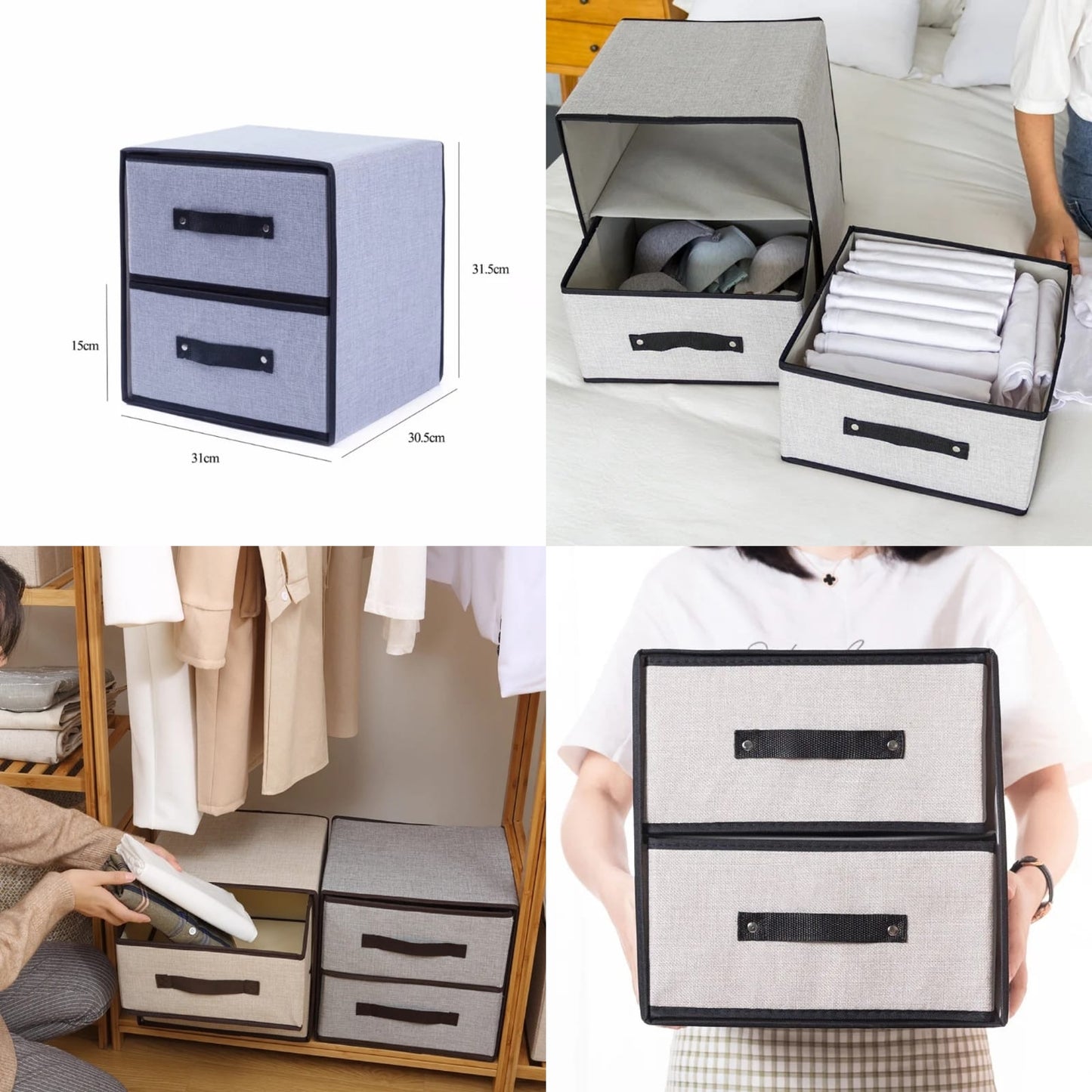 Fabric storage box 2 drawer washable