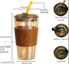 Glass Coffee Mug with Straw - Large Capacity, Minimalist Design for Coffee & Milk Tea